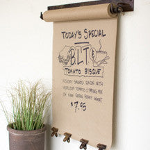 HANGING NOTE ROLL WITH 4 ANTIQUE BRASS FINISH CLIPS