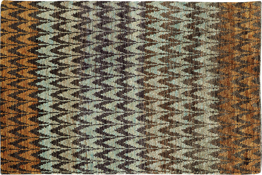 BROWN AND BLUE SOFT JUTE AREA RUG  3' 6