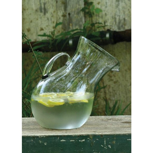 LARGE GLASS TILTED PITCHER